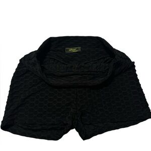 Women's Black Textured Bike Shorts